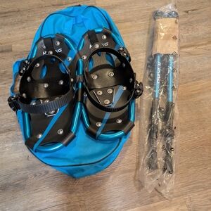 Kids Snowshoes with Poles & Carrying Bag - Blue